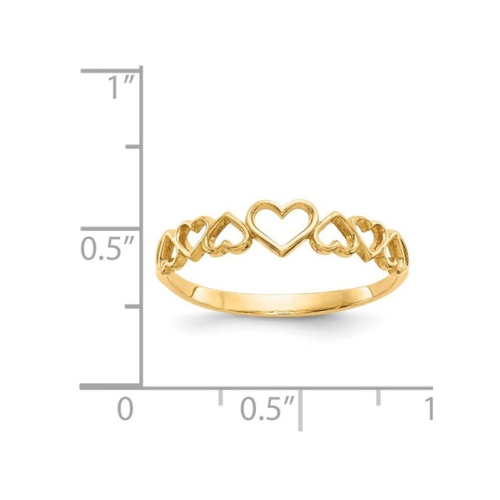 14K Yellow Gold High Polished Hearts Ring