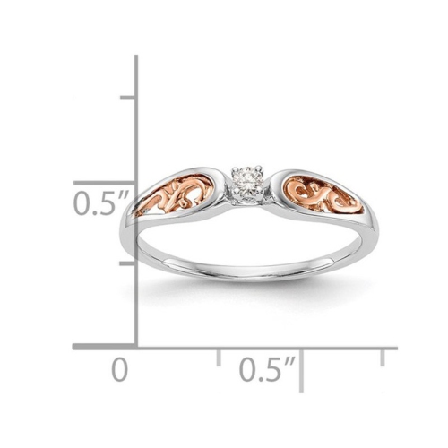 Bague promesse en or blanc et rose 14 ct et diamant solitaire (ctwi) 1/20