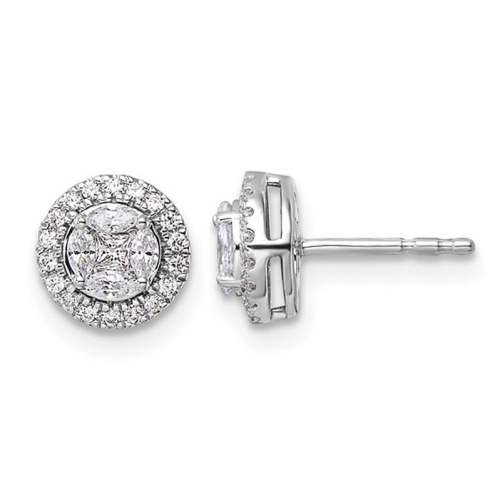 1/2 Carat Lab-Grown Diamond Cluster Earrings in 14K White Gold