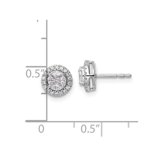 1/2 Carat Lab-Grown Diamond Cluster Earrings in 14K White Gold