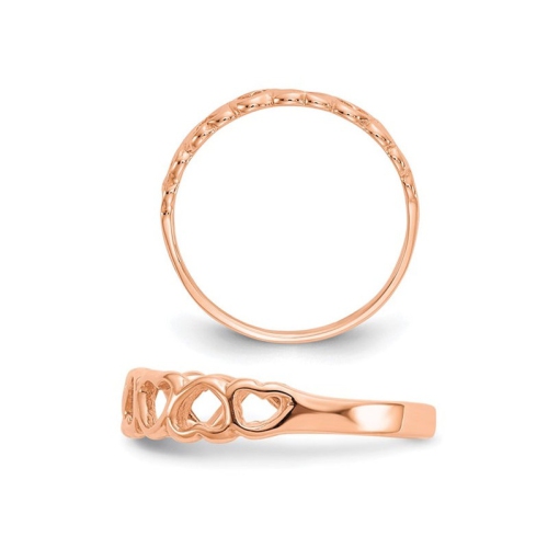 Bague de promesse en or rose 10 ct hautement poli en forme de coeur