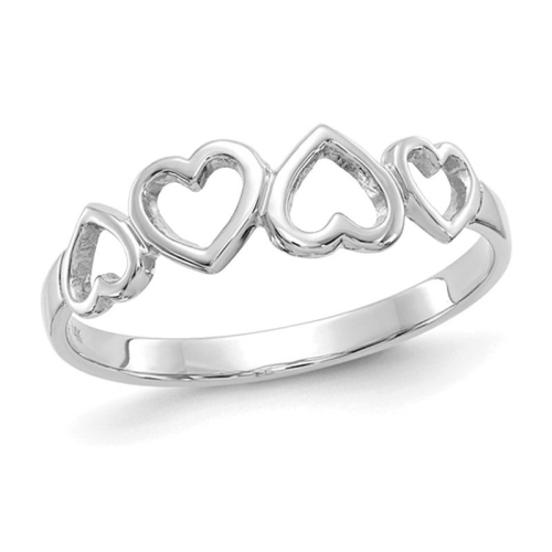 Bague de promesse en forme de coeur hautement poli, or blanc 14 ct