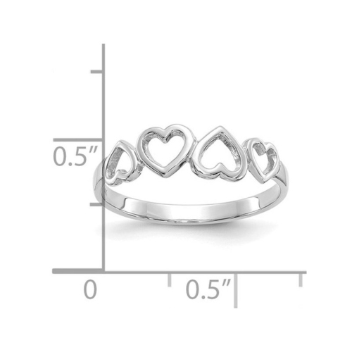 Bague de promesse en forme de coeur hautement poli, or blanc 14 ct