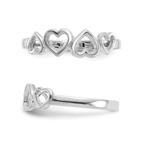 Bague de promesse en forme de coeur hautement poli, or blanc 14 ct