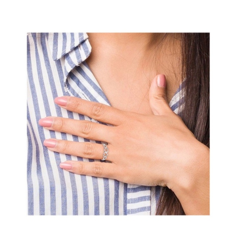 Bague de promesse en forme de coeur hautement poli, or blanc 14 ct