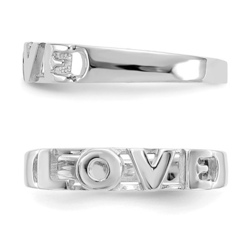 Anneau D'AMOUR poli, or blanc 14 K