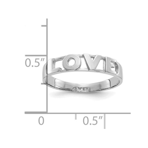 Anneau D'AMOUR poli, or blanc 14 K