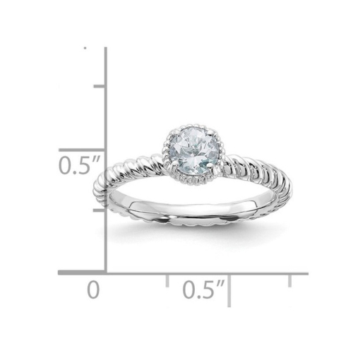 Bague en argent sterling avec aigue-marine solitaire 2/5 carat