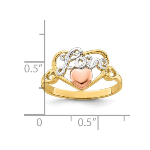 Bague « Love Heart » en or jaune et rose 14 K