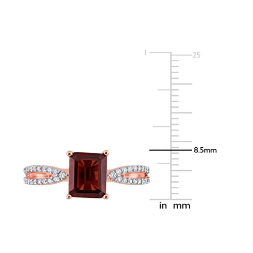 2.13 Carat Octagon Garnet Ring in 14K Rose Pink Gold with Diamonds