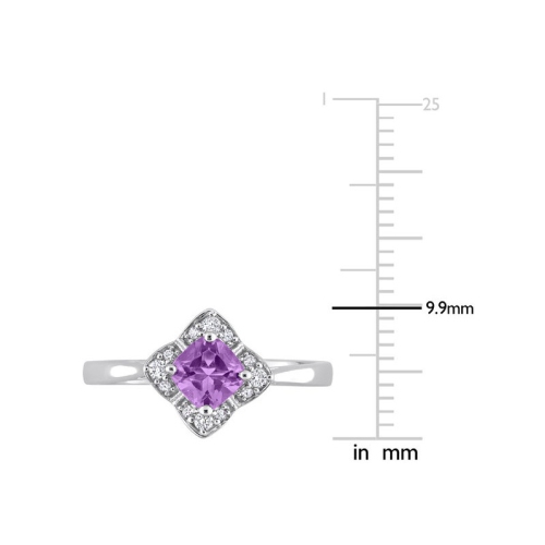 5/8 Carat Amethyst Halo Ring with Diamonds in Sterling Silver