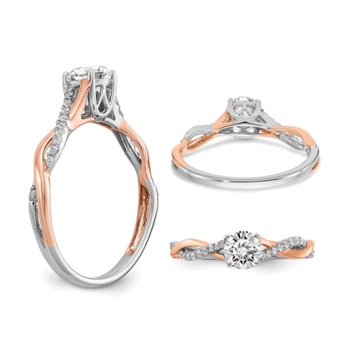 3/5 Carat Lab-Grown Diamond Twist Engagement Ring in 14K White and Rose Gold (SIZE 7)