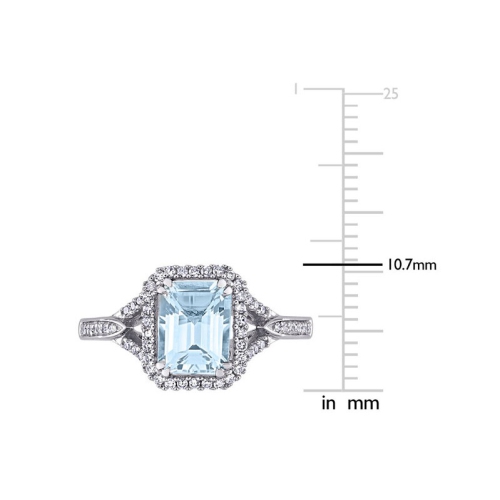 1.90 Carat Aquamarine Octagon Ring with Diamonds in 14K White Gold