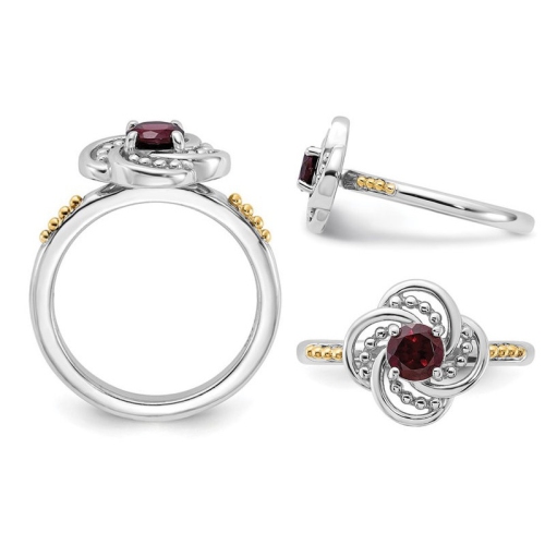 2/3 Carat Garnet Swirl Ring in Sterling Silver