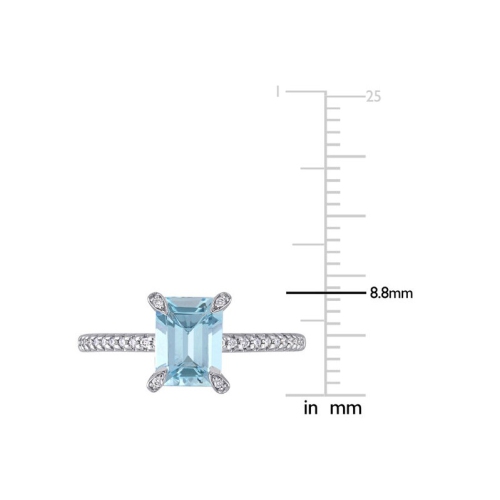 1.90 Carat Aquamarine Octagon Ring with Diamonds in 14K White Gold