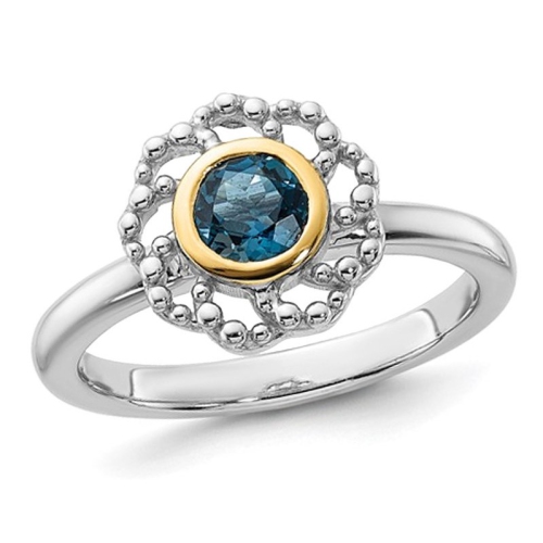GEM AND HARMONY  1/2 Carat (Ctw) London Topaz Ring In Sterling Silver In Blue
