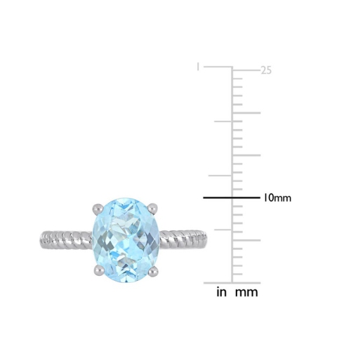 Bague ovale en or blanc 14 ct avec aigue-marine ovale solitaire aigue-marine pâle 2.10 ct