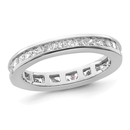 GEM AND HARMONY  1.00 Carat (Ctw H-I, I1-I2) Princess-Cut Diamond Eternity Wedding Band Ring In 14K Gold In White