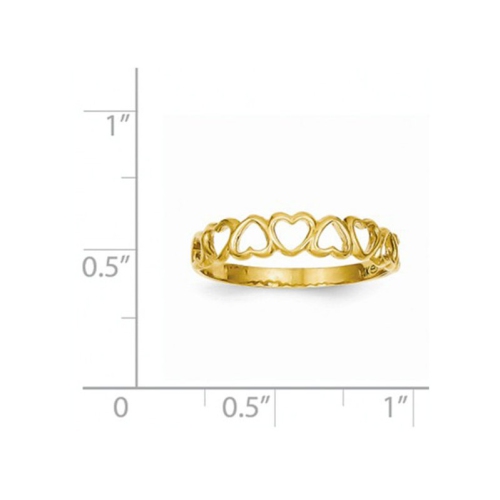 10K Yellow Gold High Polished Heart Band Promise Ring