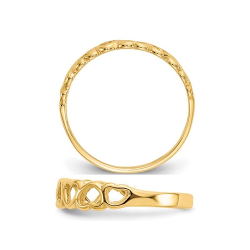10K Yellow Gold High Polished Heart Band Promise Ring