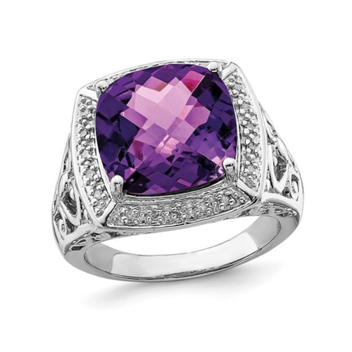 GEM AND HARMONY  5.45 Carat (Ctw) Amethyst Ring In Sterling In Silver