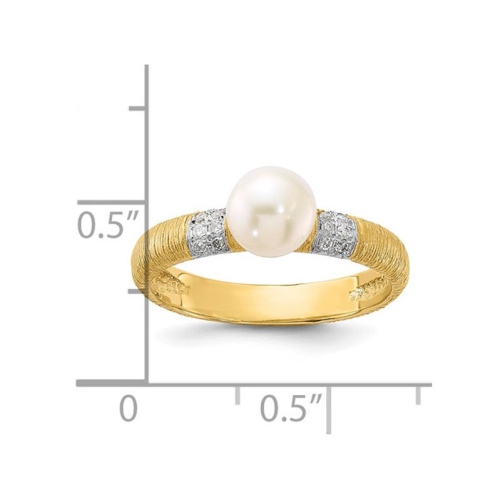 Bague en or jaune 14 K à perle d’eau douce de culture avec diamants décoratifs