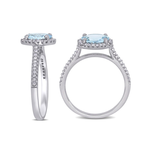 1.50 Carat Aquamarine Engagement Ring with Diamonds in 14K White Gold