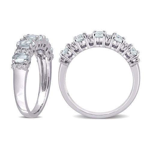 1.25 Carat Aquamarine Semi-Eternity Ring in 14K White Gold