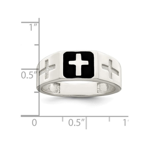 Mens Sterling Silver Enameled Cross Ring