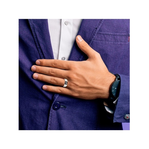 Mens Sterling Silver Enameled Cross Ring