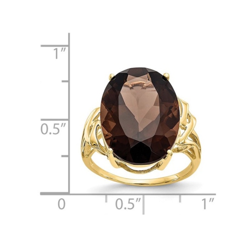 Large 12.30 Carat Smoky Quartz Cocktail Ring in 10K Yellow Gold