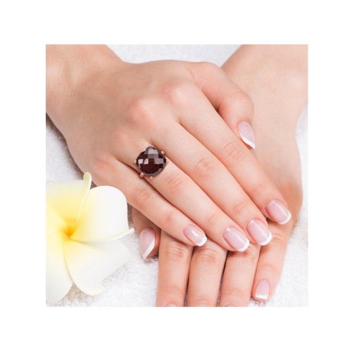 Bague en or rose 14 ct avec grenat taille coussin 15.00 ct et solitaire