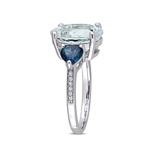 5 1/6 Carat Ice Aquamarine and Blue Topaz Ring in Sterling Silver