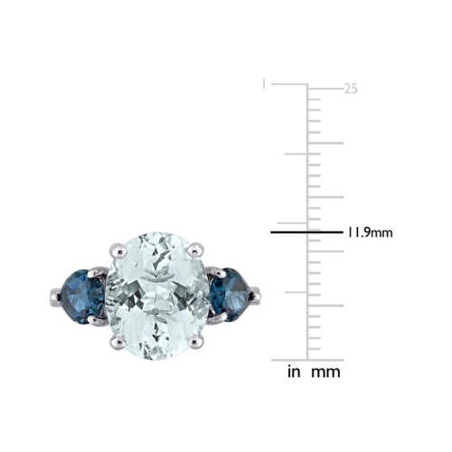 5 1/6 Carat Ice Aquamarine and Blue Topaz Ring in Sterling Silver