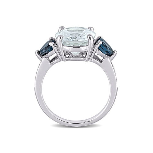 5 1/6 Carat Ice Aquamarine and Blue Topaz Ring in Sterling Silver