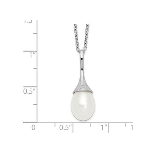 8mm Freshwater Cultured Pearl Drop Pendant Necklace in Sterling Silver