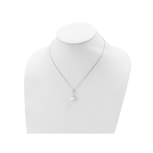 8mm Freshwater Cultured Pearl Drop Pendant Necklace in Sterling Silver