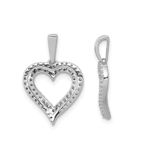 1/4 Carat Diamond Double Heart Pendant Necklace in 10K White Gold with Chain
