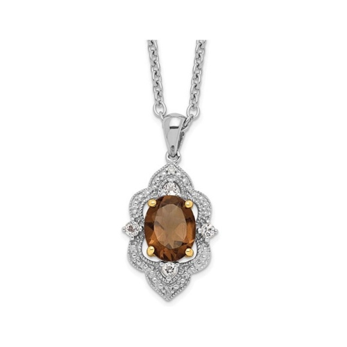 GEM AND HARMONY  1.64 Carat (Ctw) Smoky Quartz Pendant Necklace In Sterling With Chain In Silver