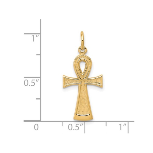 10K Yellow Gold Ankh Egyptian Cross Pendant Necklace with Chain