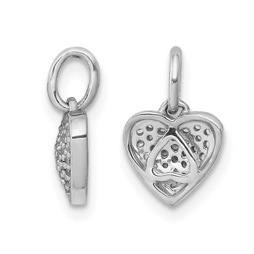 Collier à pendentif en forme de coeur en or blanc 10 ct avec chaîne et diamants en bouquet 1/10 ct
