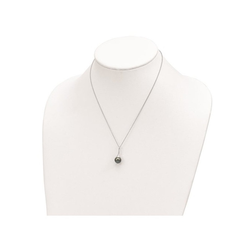 Sterling Silver Saltwater Tahitian Pearl Drop Pendant Necklace with Chain