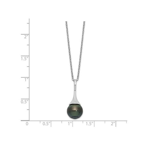 Sterling Silver Saltwater Tahitian Pearl Drop Pendant Necklace with Chain