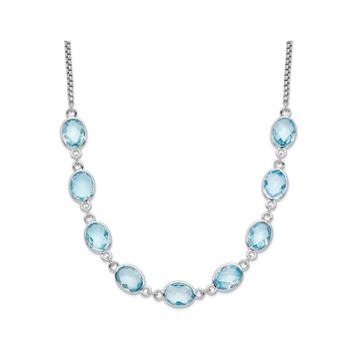 GEM AND HARMONY  14.10 Carat (Ctw) Topaz Necklace In Sterling Silver In Blue