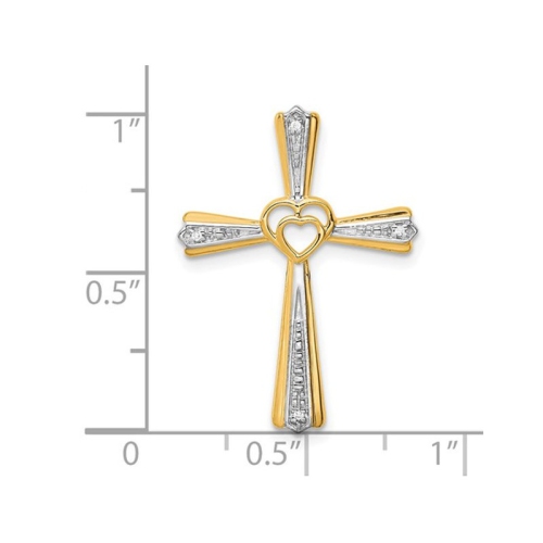 10K Yellow Gold Cross Pendant Necklace with Chain and Diamond Accent