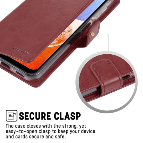 TopSave Goospery BLUEMOON Card Slot w/Magnetic Clip Leather Folio Wallet Flip For Samsung Galaxy A14 6.6", Burgundy