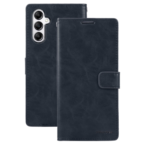 TopSave Goospery BLUEMOON Card Slot w/Magnetic Clip Leather Folio Wallet Flip For Samsung Galaxy A14 6.6", Navy Blue