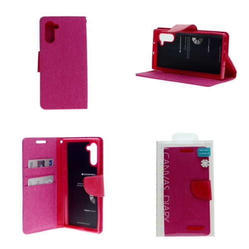 TopSave Goospery CANVAS Card Slot w/Magnetic Clip Denim Cloth Folio Wallet Flip For Samsung Galaxy A14 5G 6.6", Pink