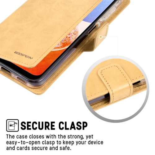 TopSave Goospery BLUEMOON Card Slot w/Magnetic Clip Leather Folio Wallet Flip For Samsung Galaxy A14 6.6", Gold