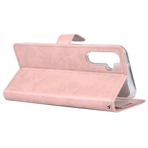 TopSave Goospery BLUEMOON Fente pour Carte avec Clip Magnétique Portefeuille Folio en Cuir Flip pour Samsung Galaxy A14 6.6", Or Rose